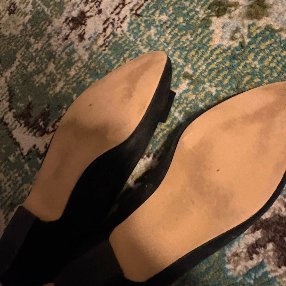 Vintage 1980s Danelle Jeweled suede Ballet‎ Flats – Black Statement Shoes- 7.5